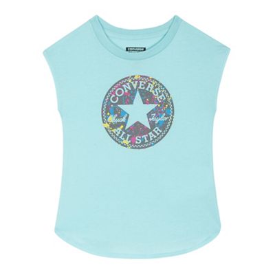 Converse Girls' light turquoise logo print top